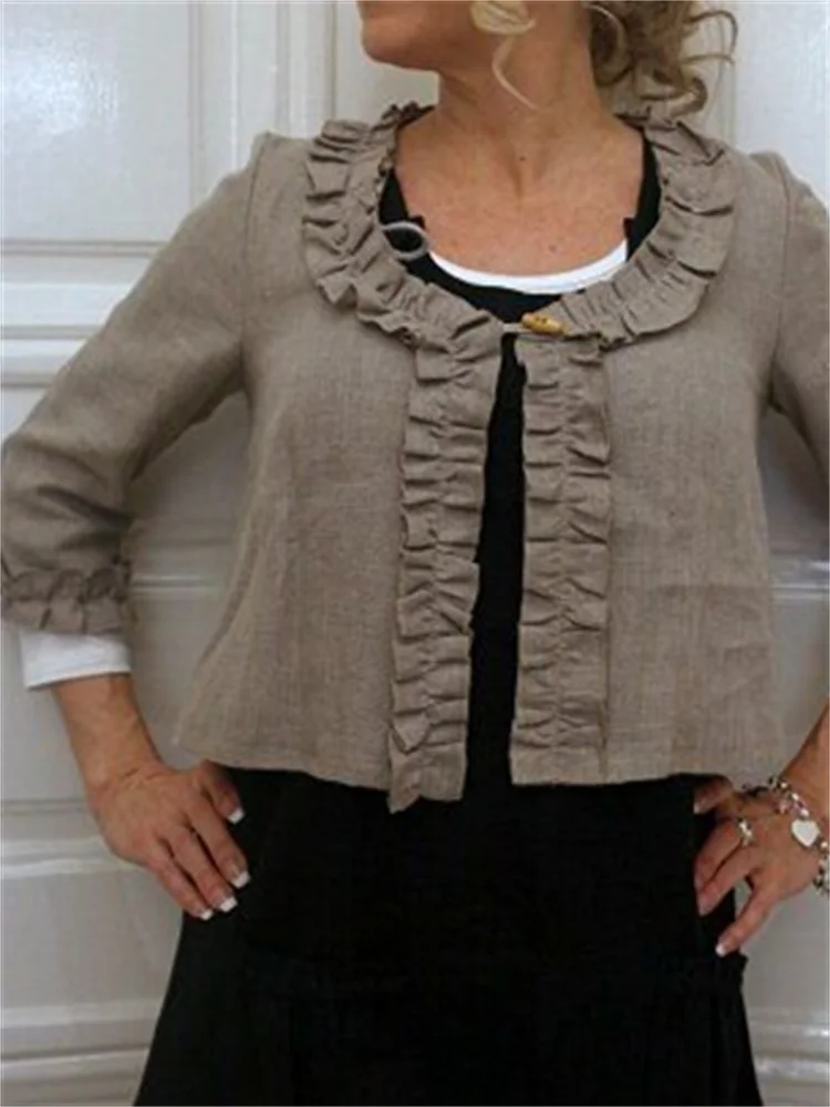 Vintage Ruffle Trim Woven Jacket