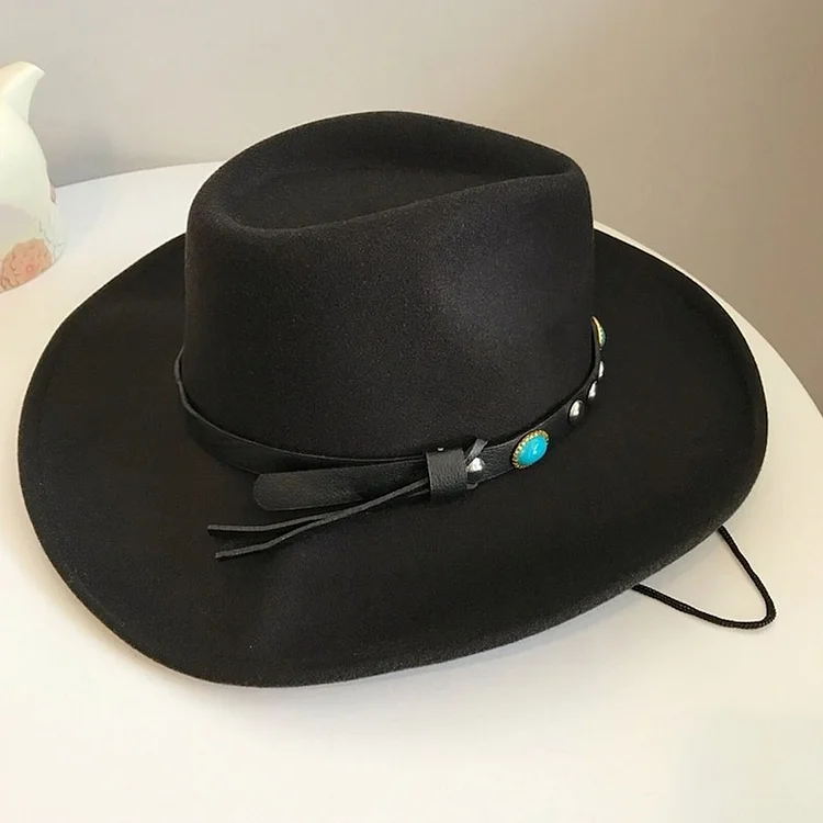 Black Western Cowboy, Cowgirl Hat, Turquoise Strap
