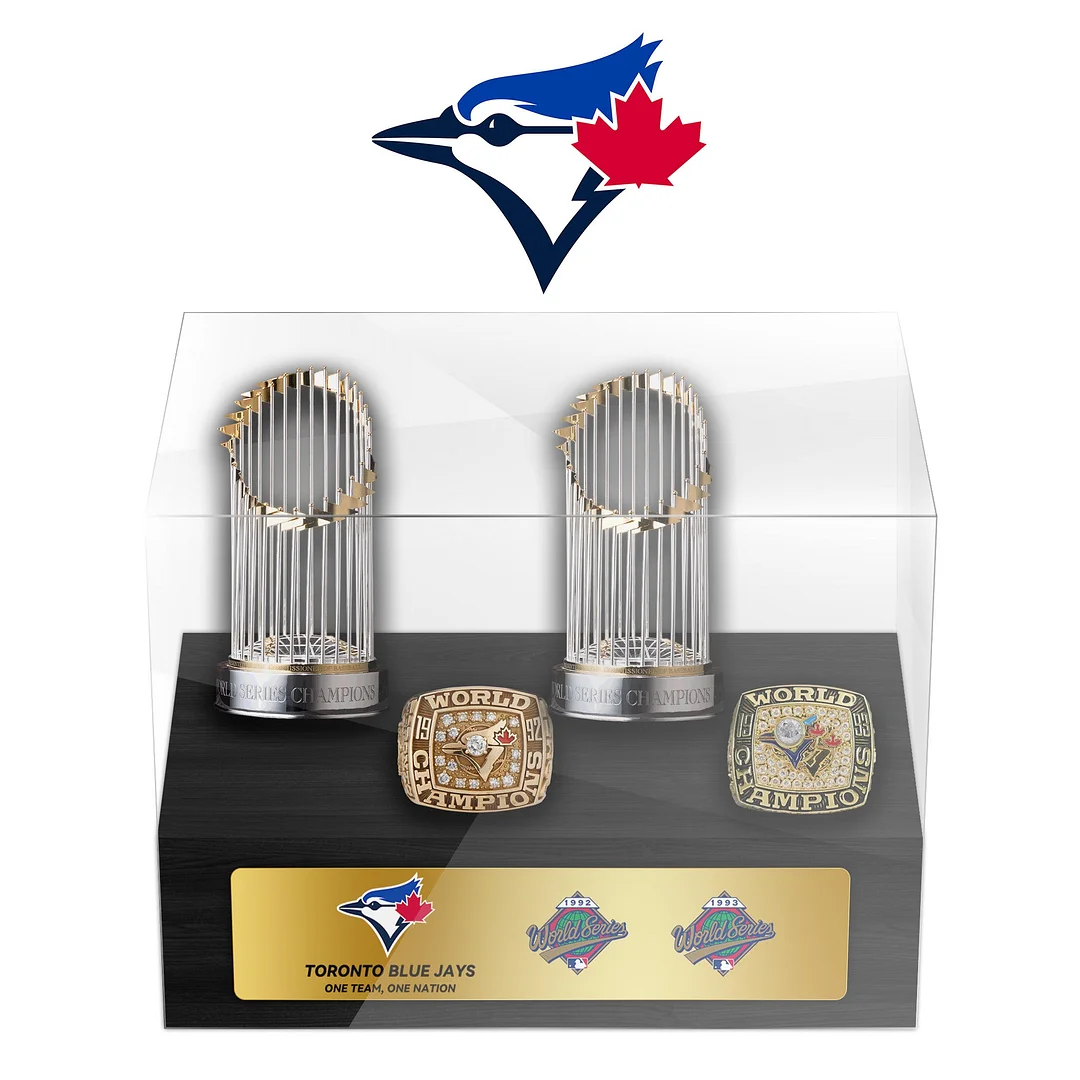 Toronto Blue Jays MLB World Series Championship Trophy And Ring Display Case