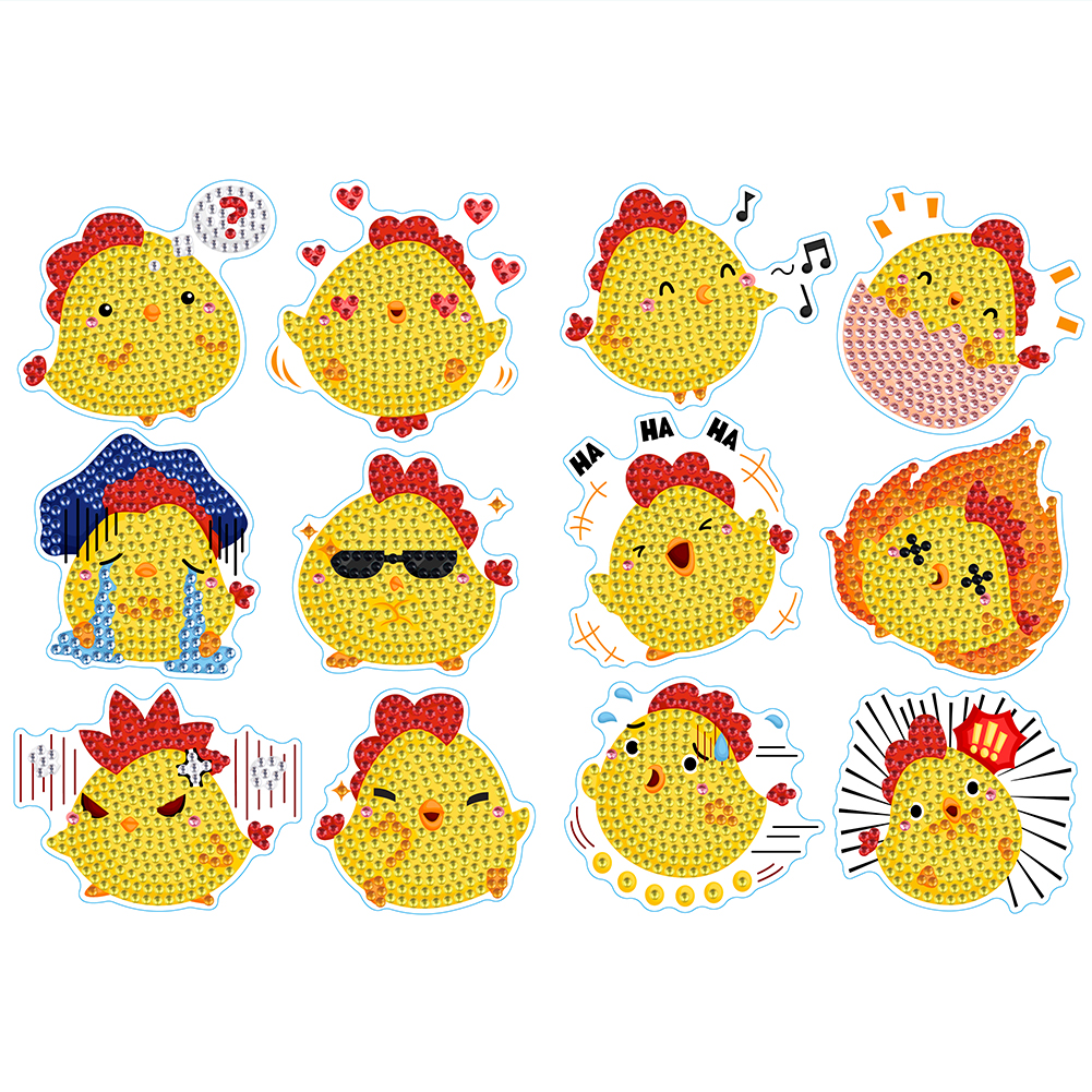 2pcs Diamond Mosaic Sticker Art Crafts Chicken Gem Sticker DIY for Kids  Beginner
