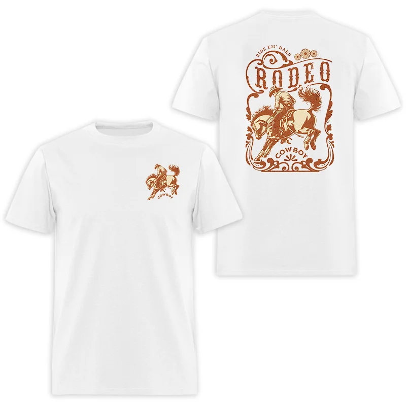 Ride Em' Hard Rodeo Cowboy Printed Men's T-shirt - Devcarry