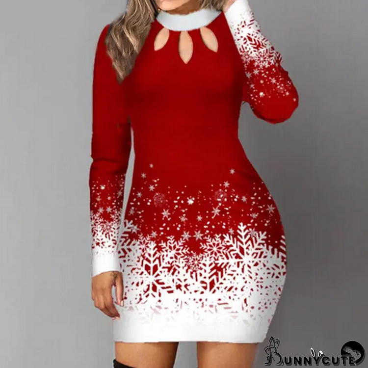 Showy Print Round Neck Mini Dress