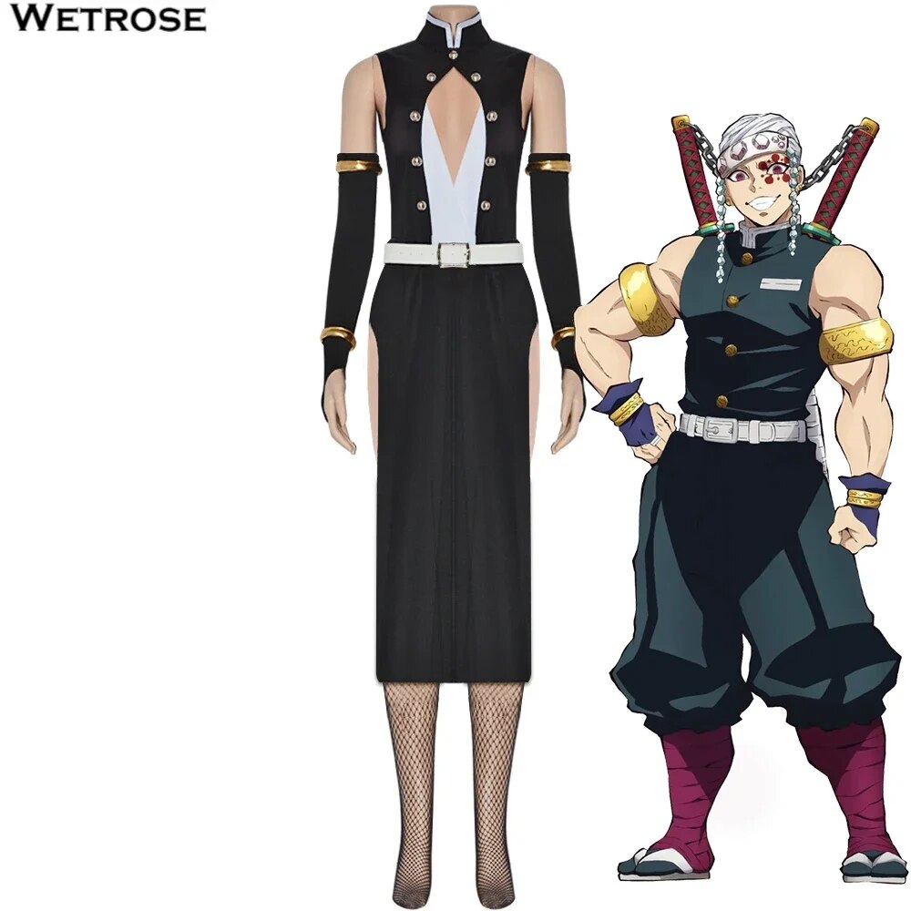 Wetrose】In Stock Uzui Tengen Cosplay Costume Female Edition Kimetsu no  Yaiba Anime Full Set Halloween