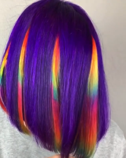 Zaesvini Hair® | (✨NEW) PURPLE COLORFUL HIDDEN RAINBOW COLORSHAIR WIG Density WIG Zaesvini
