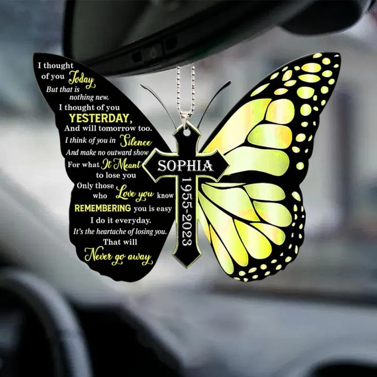 Personalized Flat Acrylic Ornament Memorial Butterfly Ornament - I thought of you today but that is nothing new