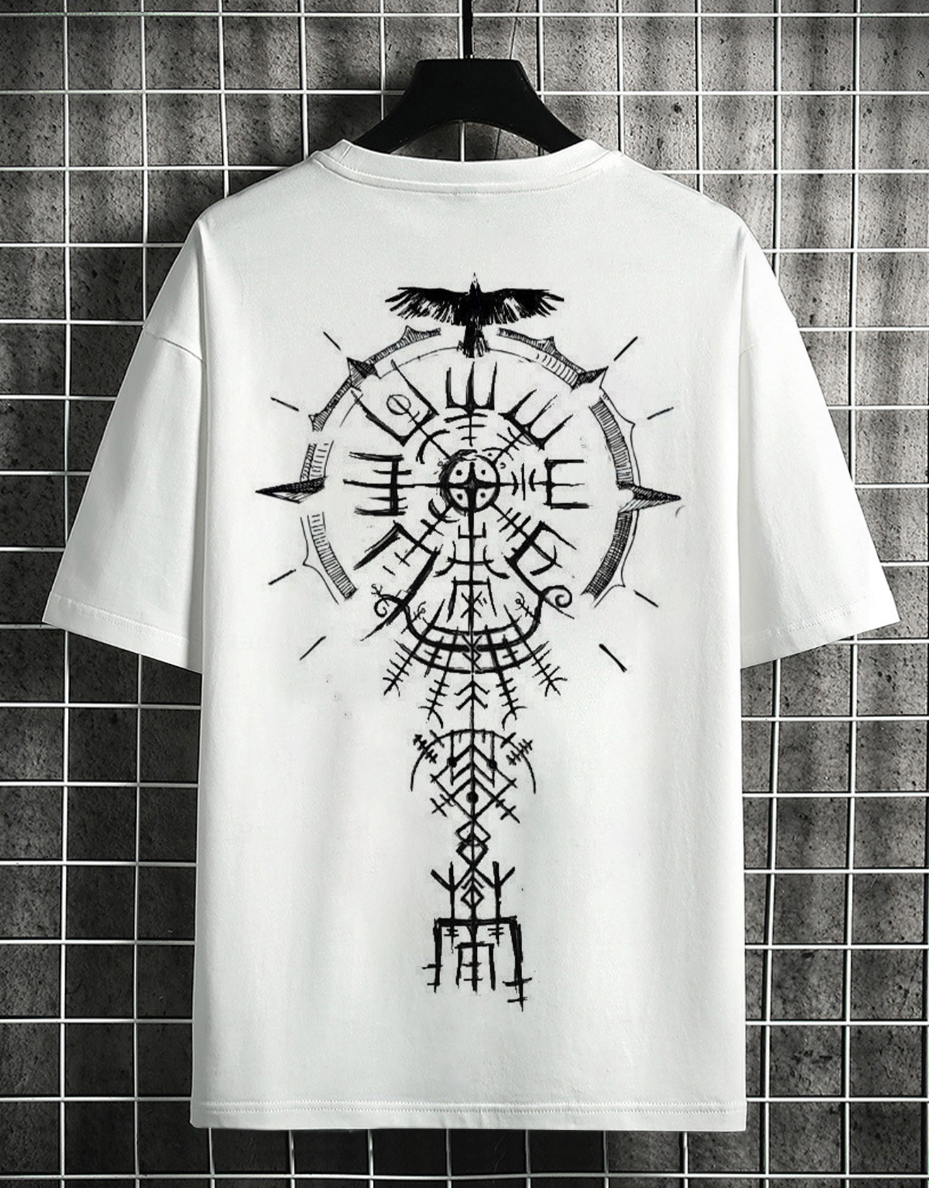 Vegvisir Raven Viking Totem Spell T-shirt / TECHWEAR CLUB / Techwear