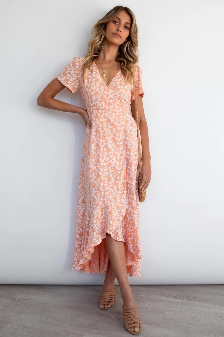 Summer Print Short Sleeves Maxi Dress - Shop Trendy Women's Clothing | LoverChic