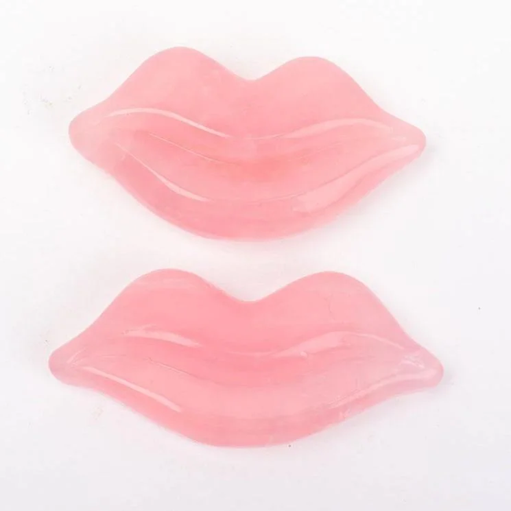 Rose Quartz Lips Shape Crystal Carving Model Bulk