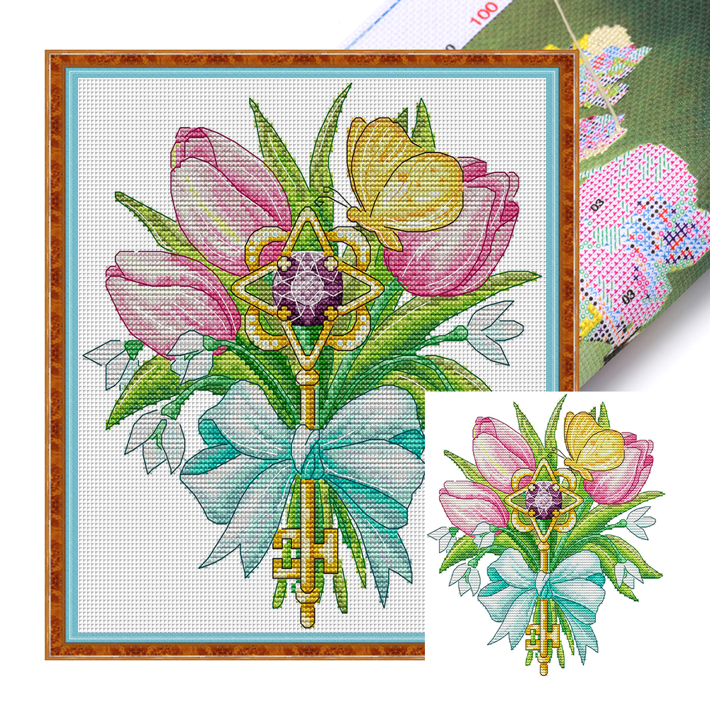 Joy Sunday』Flower - 14CT Stamped Eco-Friendly Cotton Thread