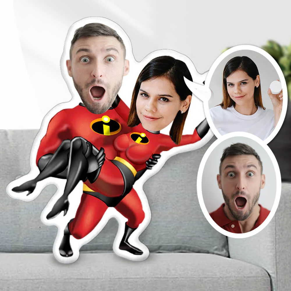 Valentine's Day Couple Minme Pillow Memorial Day Pillow, Custom Photo Face Pillow, Red Super Man Photo Face Pillow, Face Picture Pillow Dolls and Toys