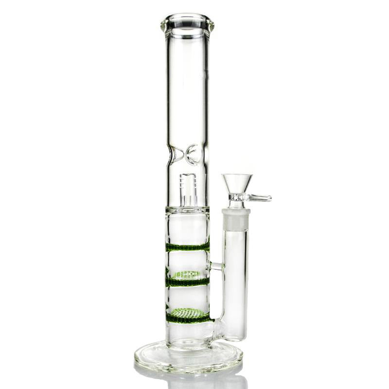Three Honeycomb Perc Water Pipe with Green Blue Color