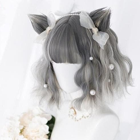 Harajuku Lolita Silver Long/Short Curly Hair SP15731