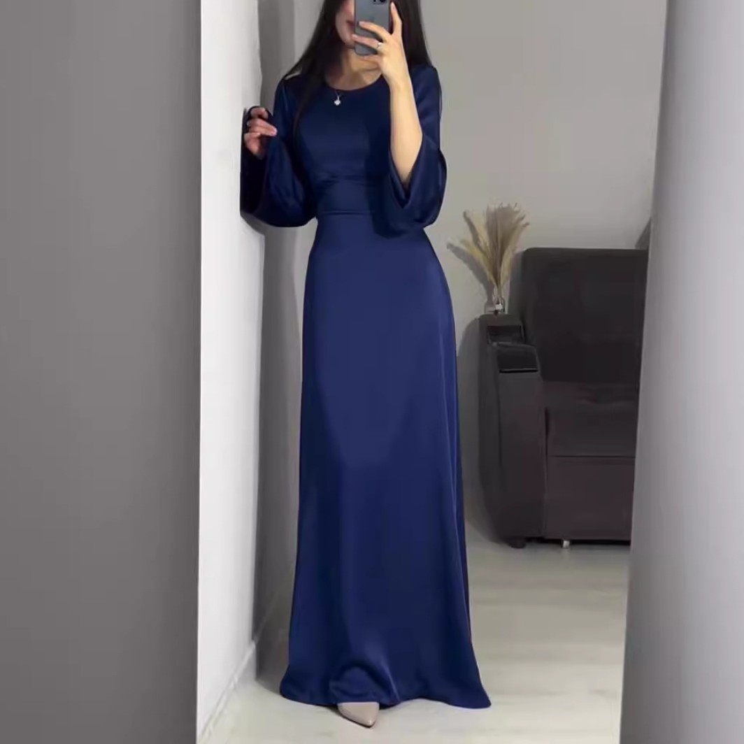 Elegant Silk Solid Color Maxi Dress
