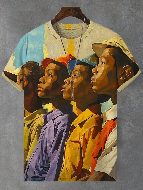 Men's African Art Painting Vintage Print Casual T-Shirt