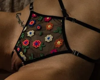 pornhint Pornhint Crotchless Panties Floral Open Panties Flowers Panties Sexy Panties Strappy Panties Cage Panties Mesh Panties Women Erotic Undies Fetish Hot