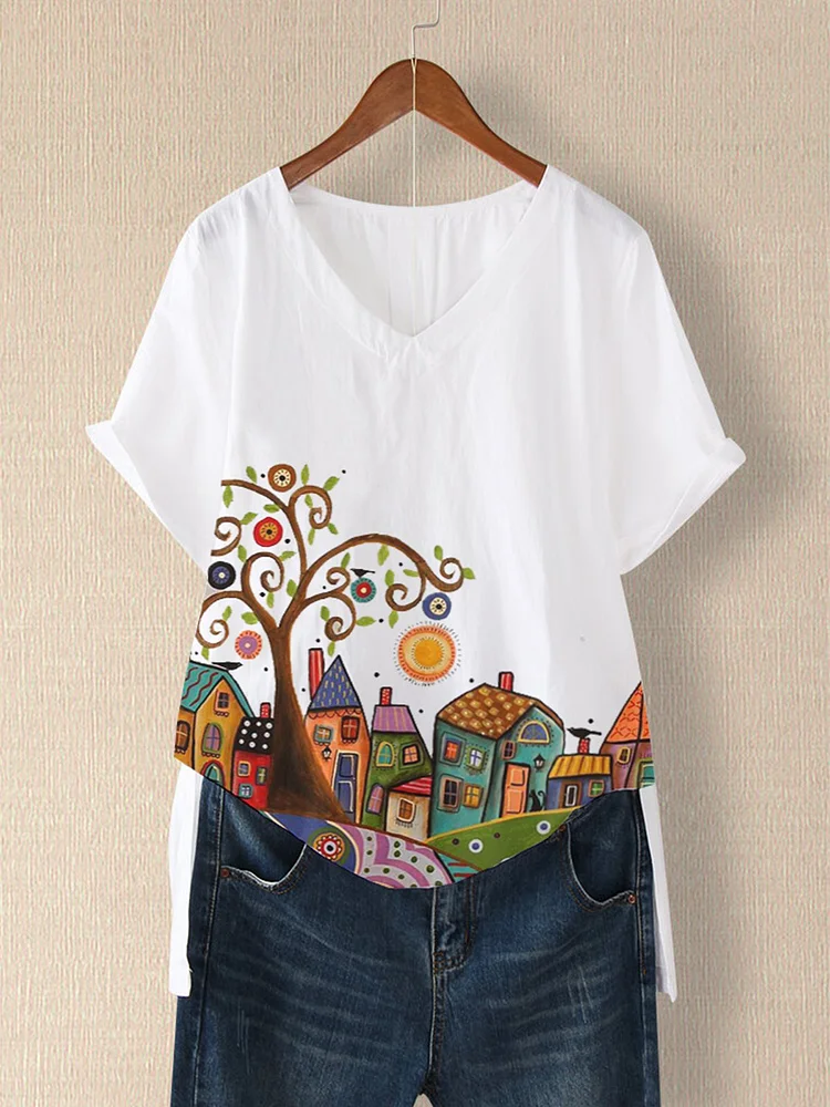 Bestdealfriday White Casual Cotton Blend Shirts Tops 9214537
