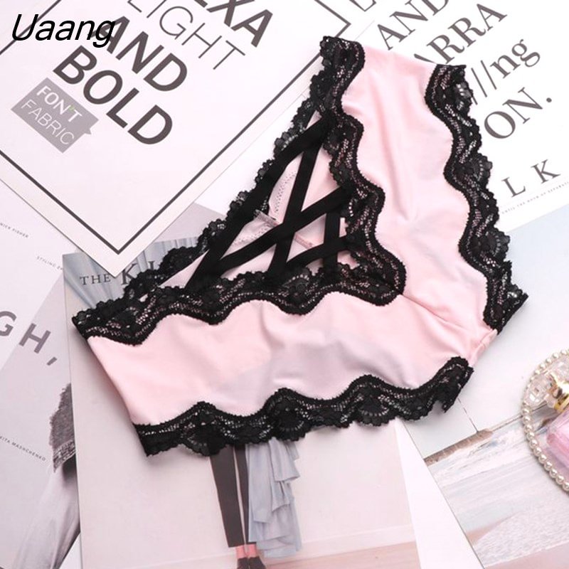 Uaang Bandage Deign Hollow Out Silk Sexy Panties Sex Women Lace