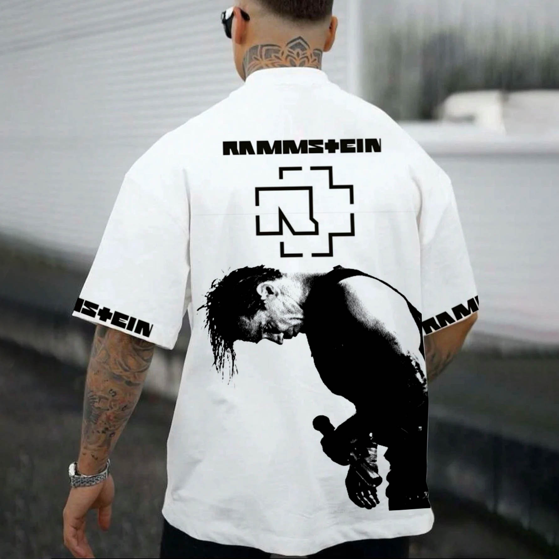 Men's Rammstein Rock Band Loose Short Sleeve Oversized T-Shirt / TECHWEAR CLUB / Techwear