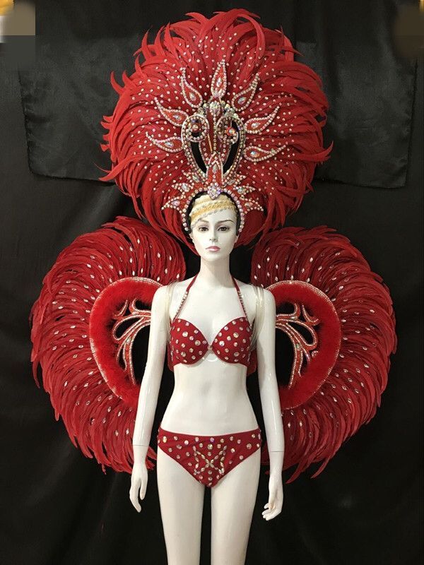 VCSHOES Dance party costumes evening gowns weddings street dances carnival costumes dance costumes belly dances Red winged hat