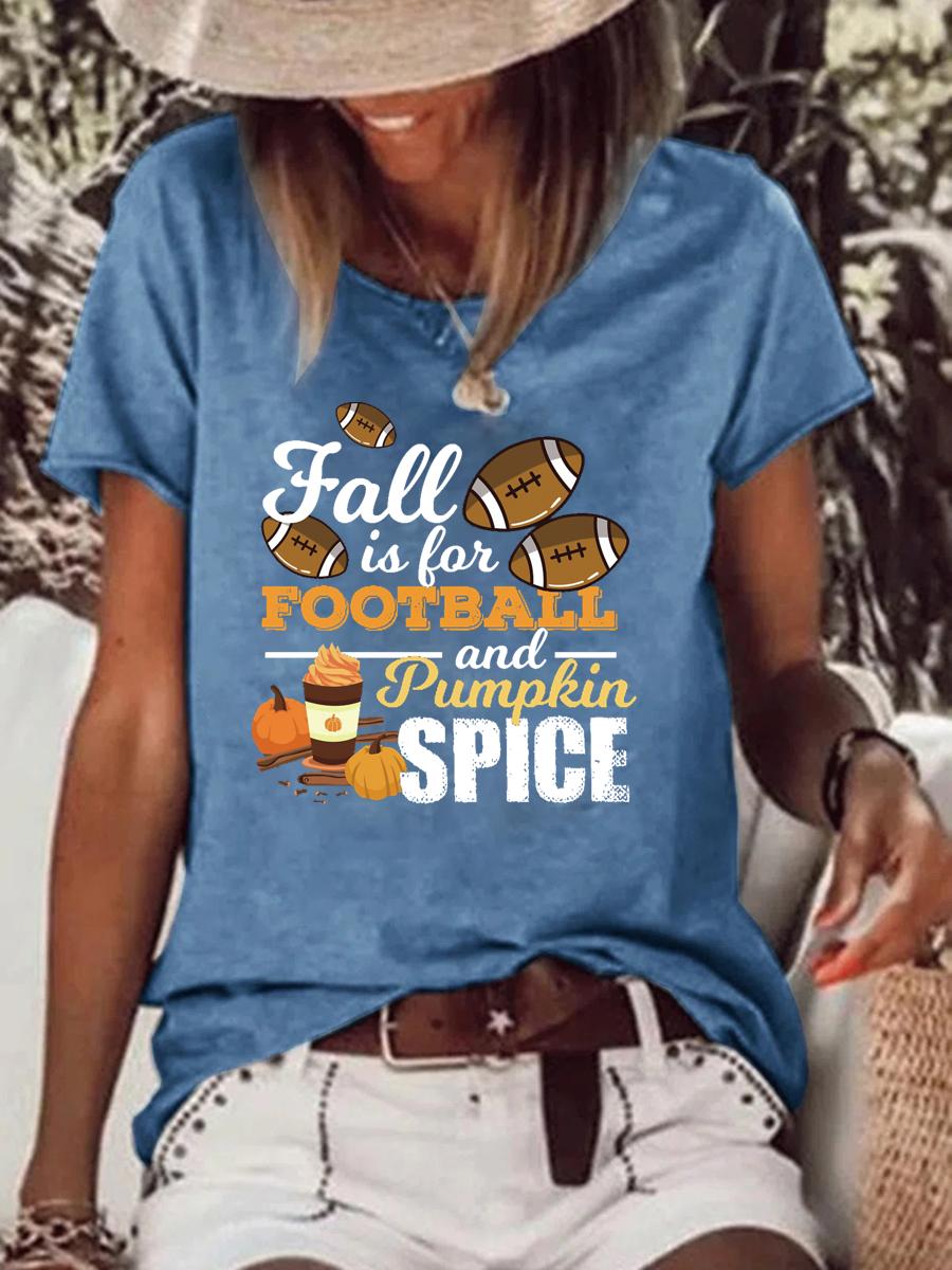 Funny Pumpkin Spice Fall Football Raw Hem Tee-Guru-buzz