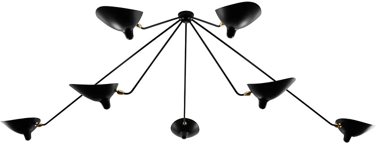 Serge Mouille 7 Still Arm Spider Ceiling Lamp