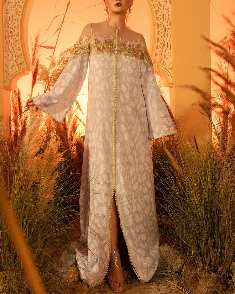 Women's Long Sleeve Mesh Embroidered Dress