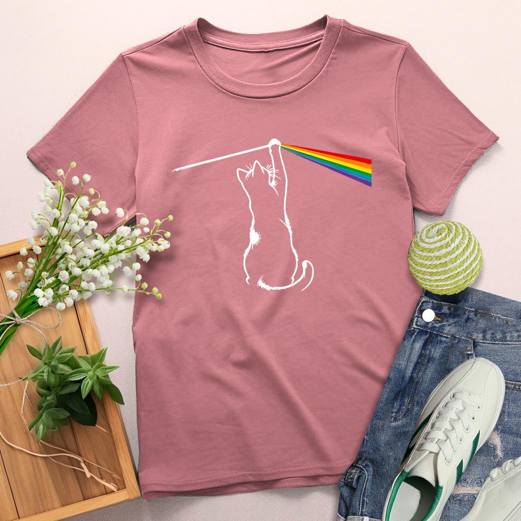 Cat's life is a Rainbow Round Neck T-shirt-0025169-Guru-buzz