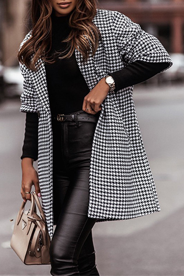 Casual Elegant Geometric Buttons Turn-Back Collar Outerwear - Life is Beautiful for You - SheChoic