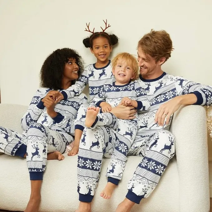 Navy Fair Isle Family Christmas Matching Pajamas Sets
