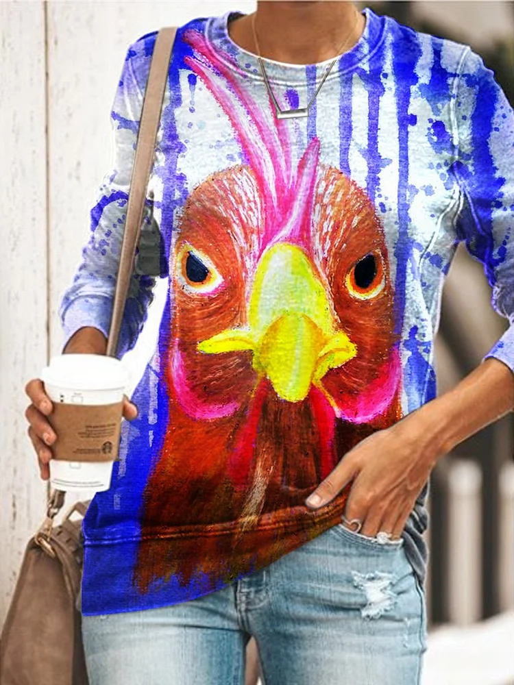 Bestdealfriday Rooster Print Classic Pattern Sweatshirt