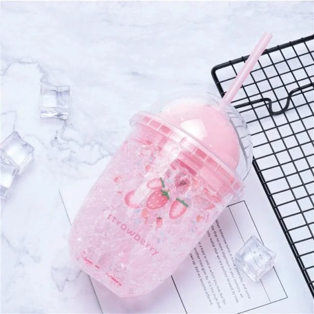 4 Styles Fruits Ice Crush Pastel Pink Juice Bottle SS1740