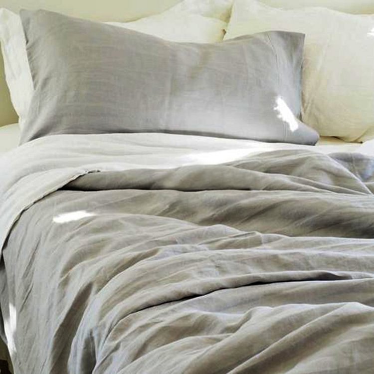 Yellow 100% Flax Linen Duvet Cover Button Closure Style-ChouChouHome