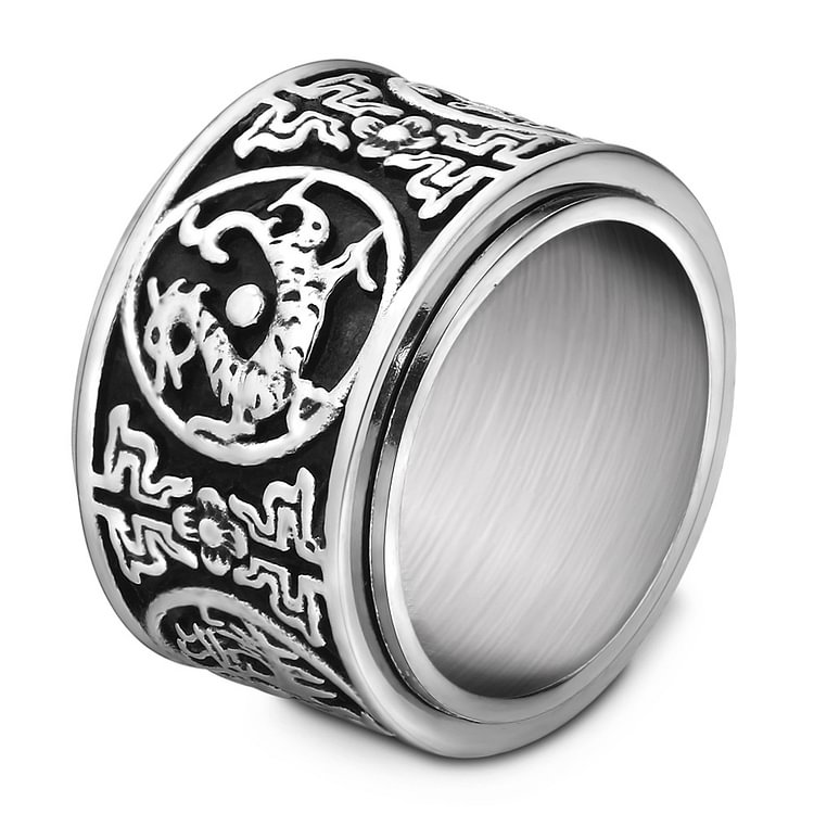 Four Mythical Beasts Rotating Stainless Steel Ring