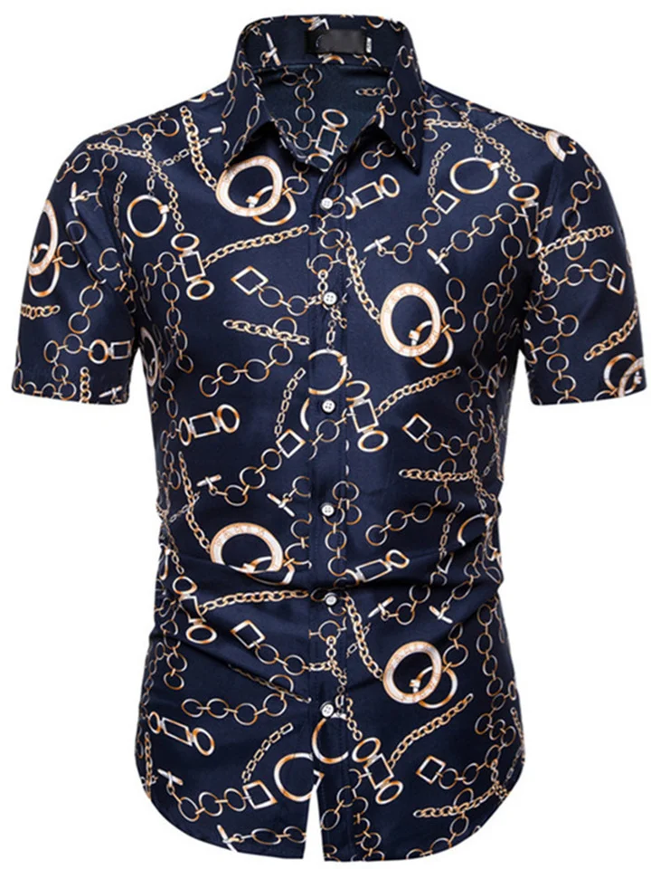 Men's Short-sleeved Shirt Summer Printed Shirt Fashion Shirt Loose Plus Size-JRSEE