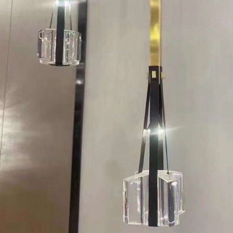 Modern Minimalist Trapezoid Iron Acrylic LED Pendant Light For Living Room