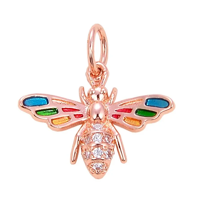 Cute Snail Ostrich Flamingo Bird Bee Dragonfly Insect Charm Pendant,Fashion 18K Gold Zircon Craft Jewelry Necklace Supplies