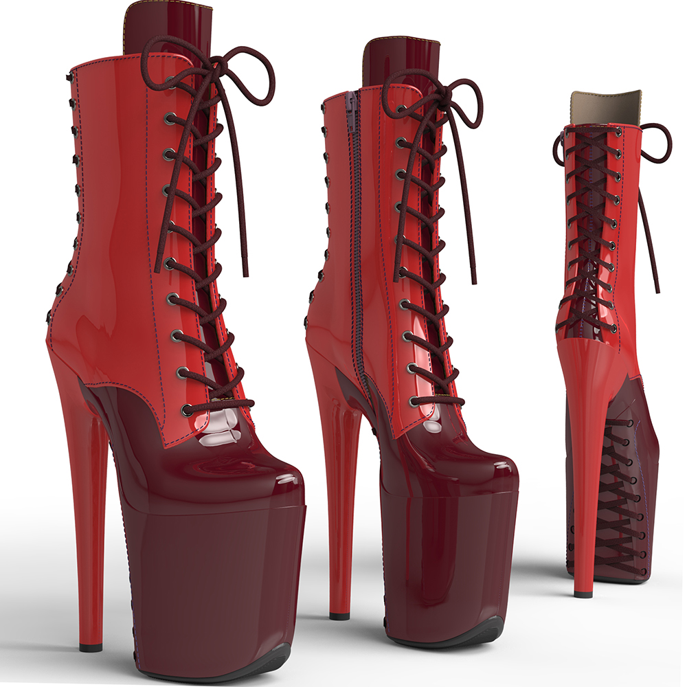 VCshoes 20CM/8inches Shiny Patent PU Upper Mix Color Fashion Trend Platform Pole Dance Boot