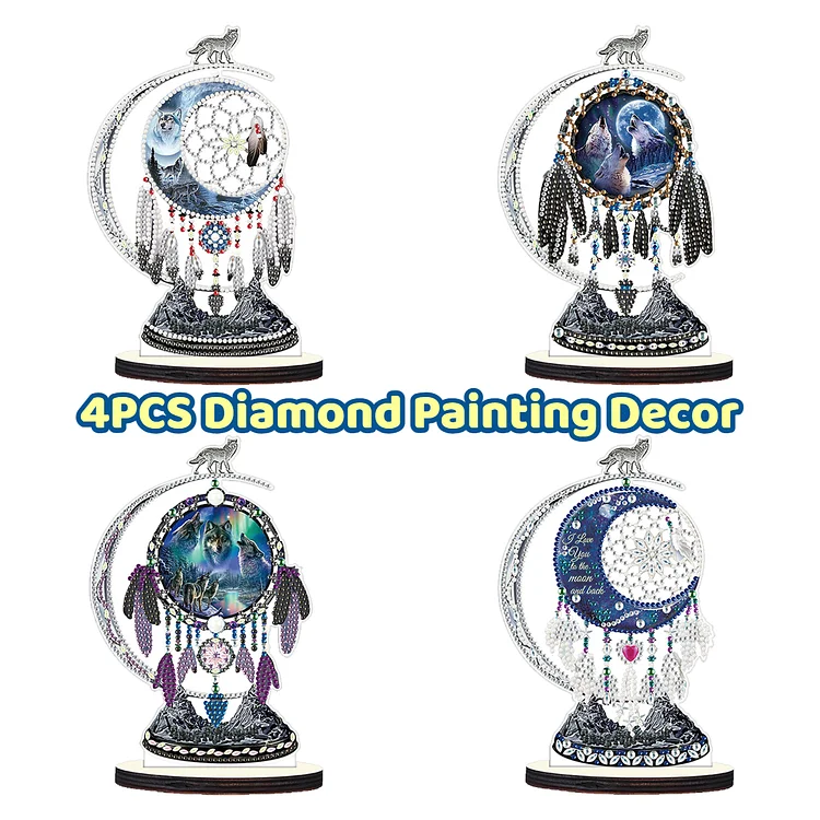 4pcs/Set Dreamcatcher Wolf - Ornaments - DIY Diamond Crafts