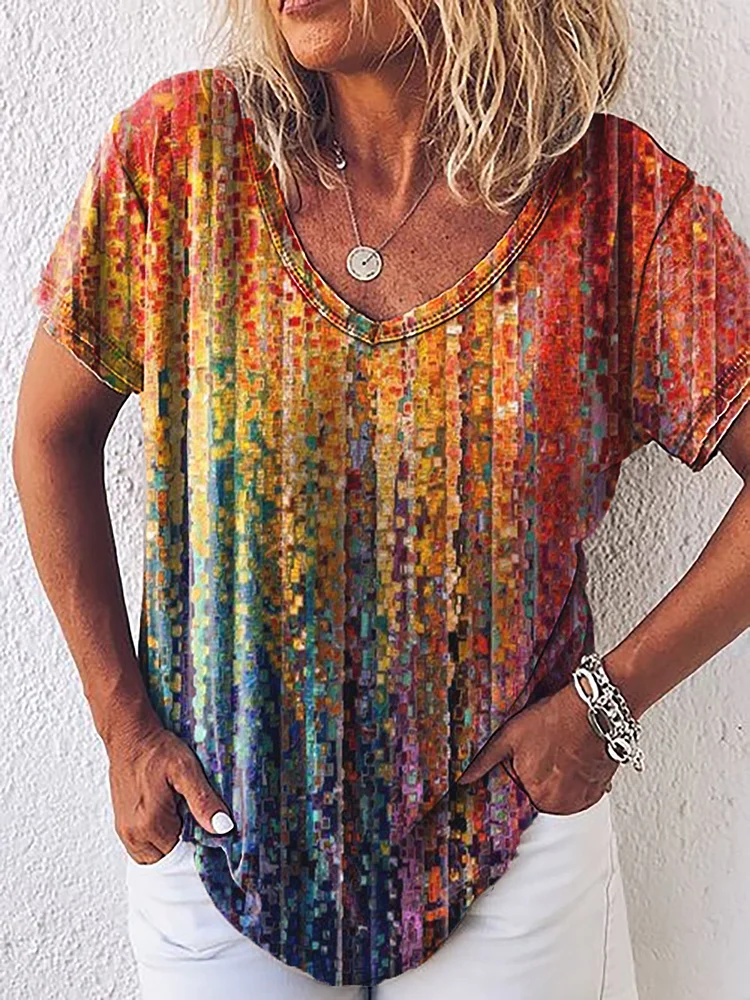 Bestdealfriday Ombre Tie Dye Shift Casual Shirts Tops