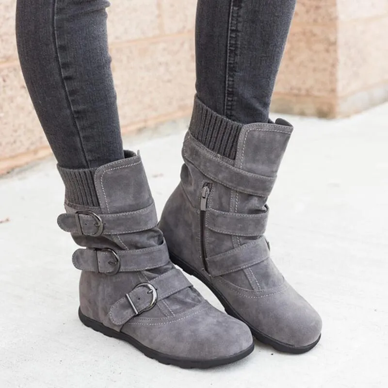 VCSHOES Mid Calf Fur Flat Boot