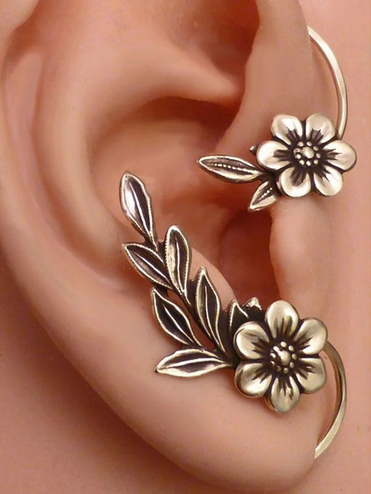 Stylish Alloy Floral Garland Ear Cuff Clip Earrings
