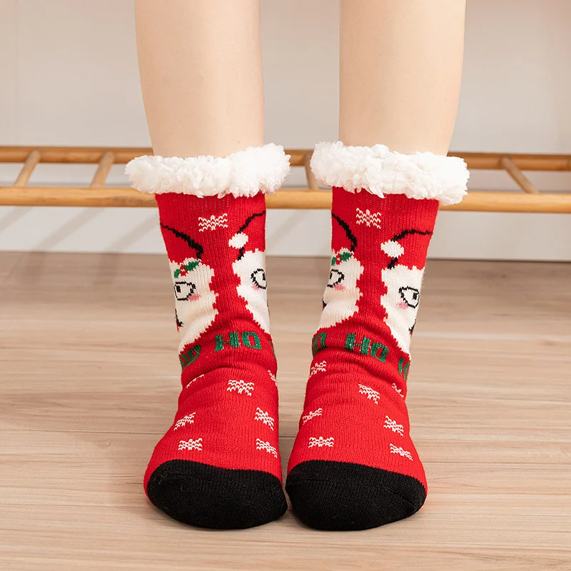 Winter Christmas Style Plus Velvet Padded Floor Socks