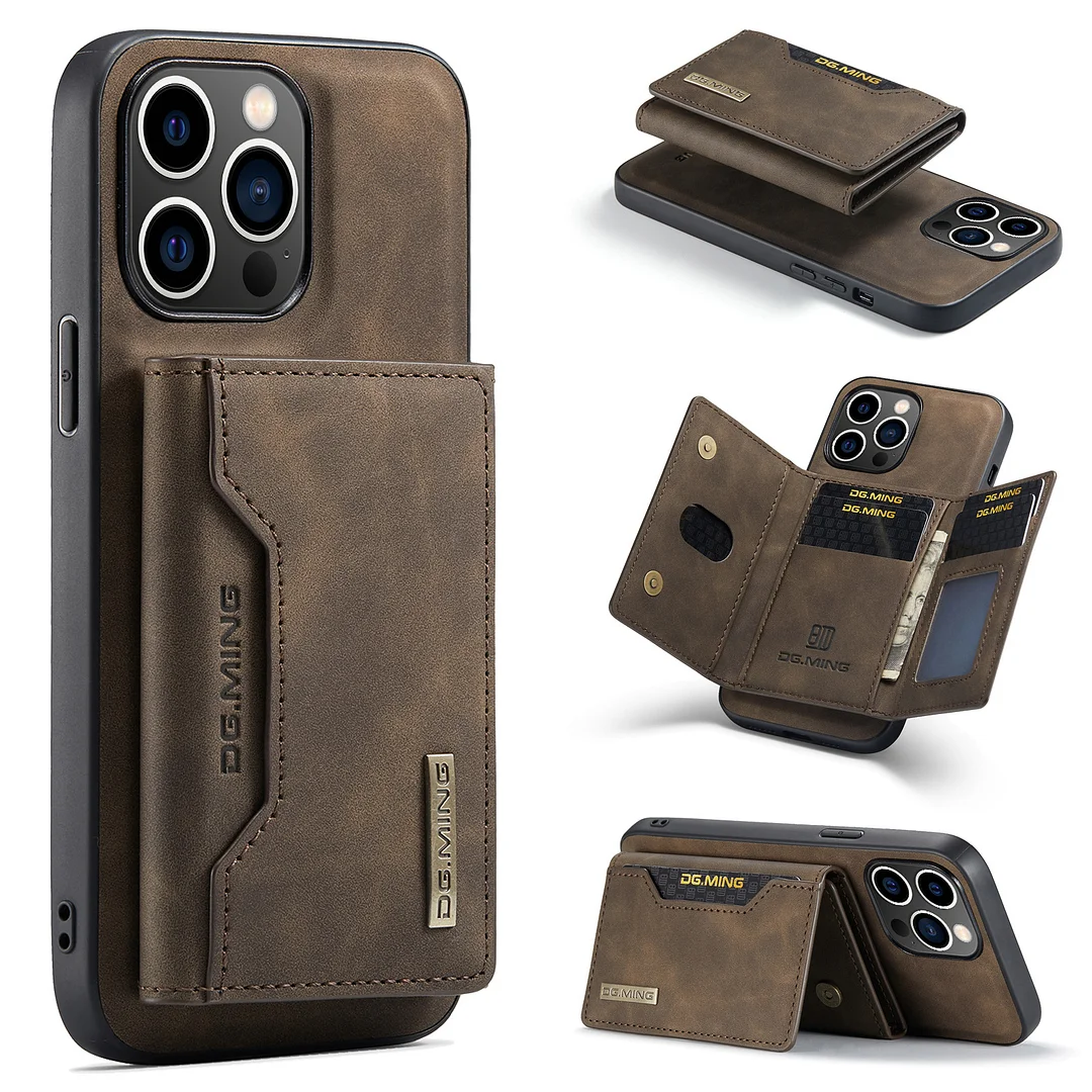 Luxury Leather Phone Case With Magnetic Detachable Cards Wallet And Kickstand For IPhone 14/14 Pro/14 Pro Max/14 Plus/13/13 Pro/13 Pro Max/15/15 Pro/15 Pro Max/15 Plus
