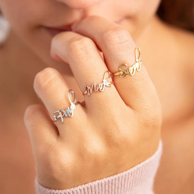 Personalized Name Ring Dainty Rings for Women