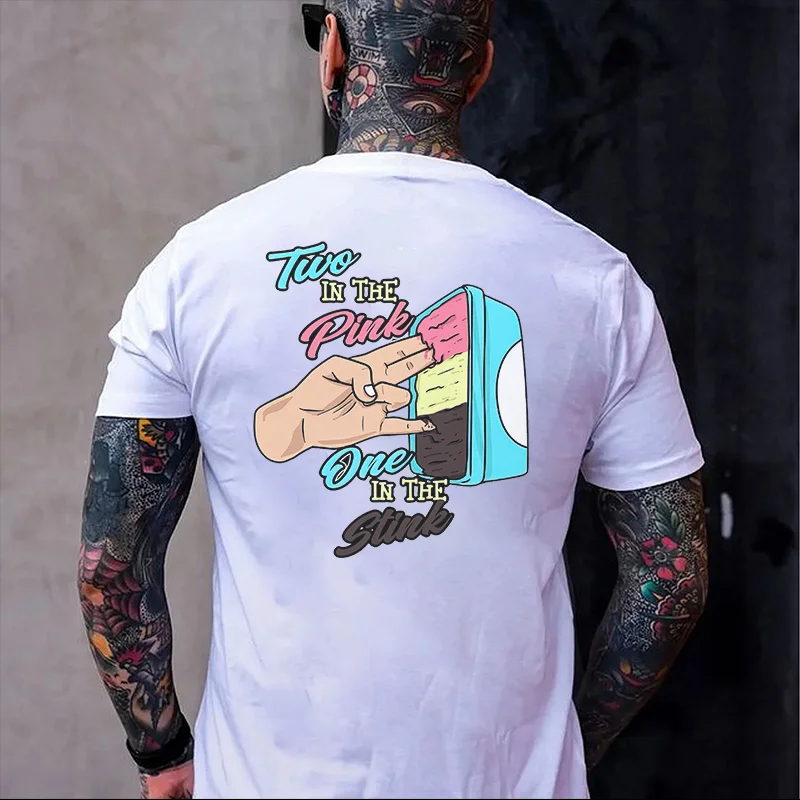 TWO IN THE PINK ONE IN THE STINK Fingers Ice-cream Black Print T-shirt