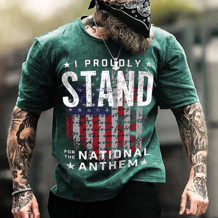 Men's Crew Neck Flag Print Fashion T-Shirt