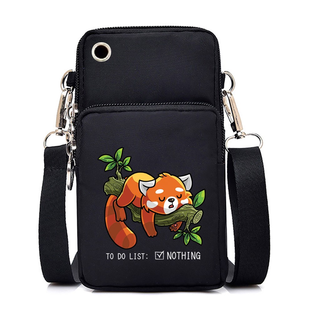 Wingreater Mini Crossbody Women Men Mobile Phone Bag Panda Send Noods Zipper Messenger Purses Handbags Cartoon Anime Small Shoulder Bag Women's shoulder bags