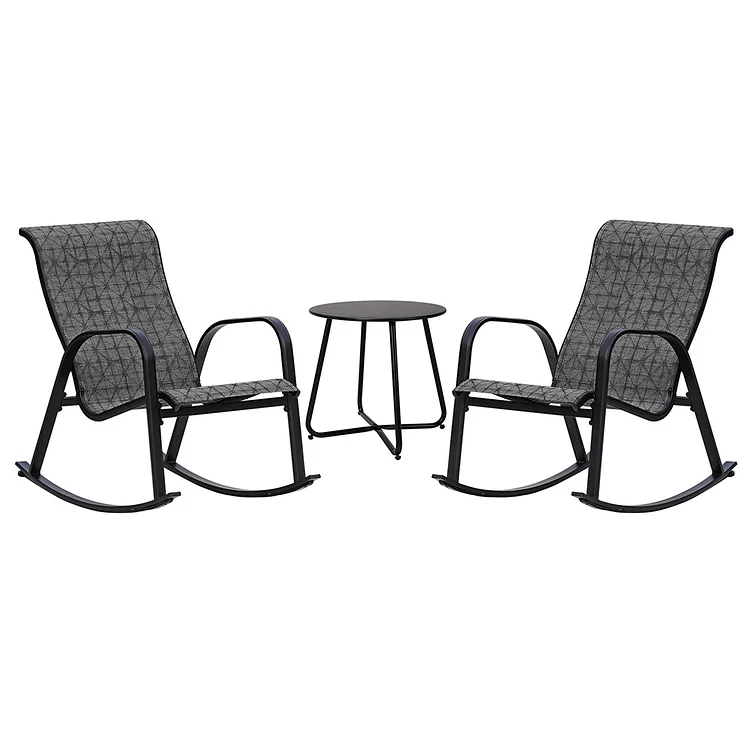 GRAND PATIO Outdoor 3-Piece Patio Bistro Rocking Chair Set, Steel Rocker Seating Outside for Front Porch, Garden, Patio, Backyard