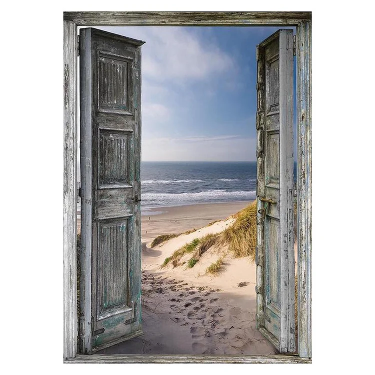 Seaside Doors Round Part Drill Diamond Painting 40X30CM(Canvas) gbfke