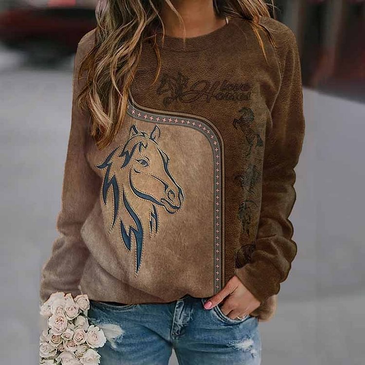 VChics Women's Vintage Ethnic Print Sweatshirt
